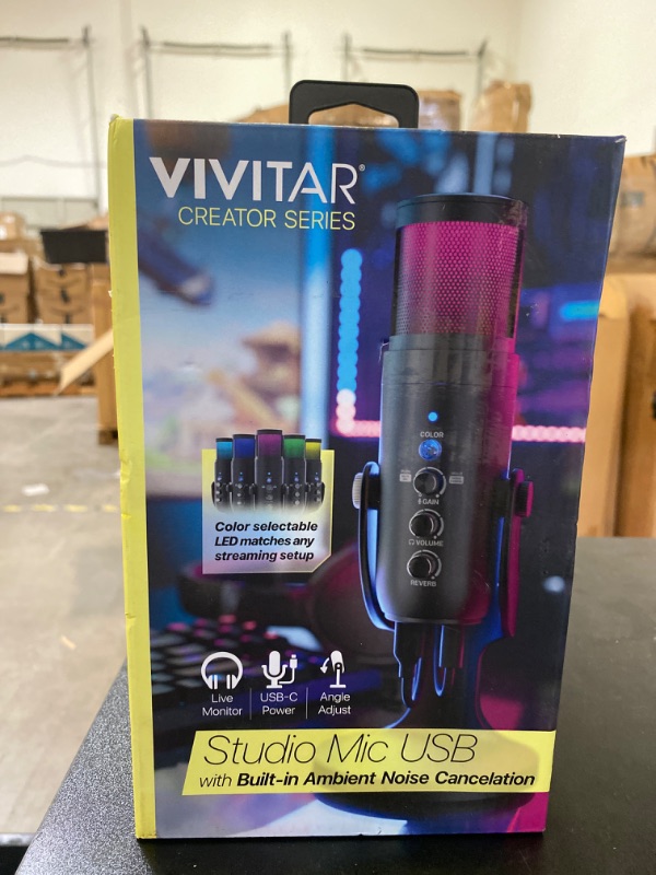 Photo 3 of Vivitar Streaming Studio Microphone with LED Lights Desktop Mic with USB Condenser for Streaming and Gaming 

