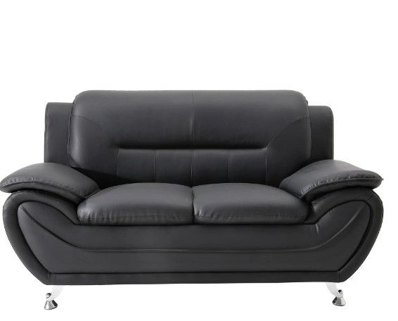 Photo 1 of US Pride Furniture Sanuel  Faux Leather Pillow Top Arm Loveseat Black