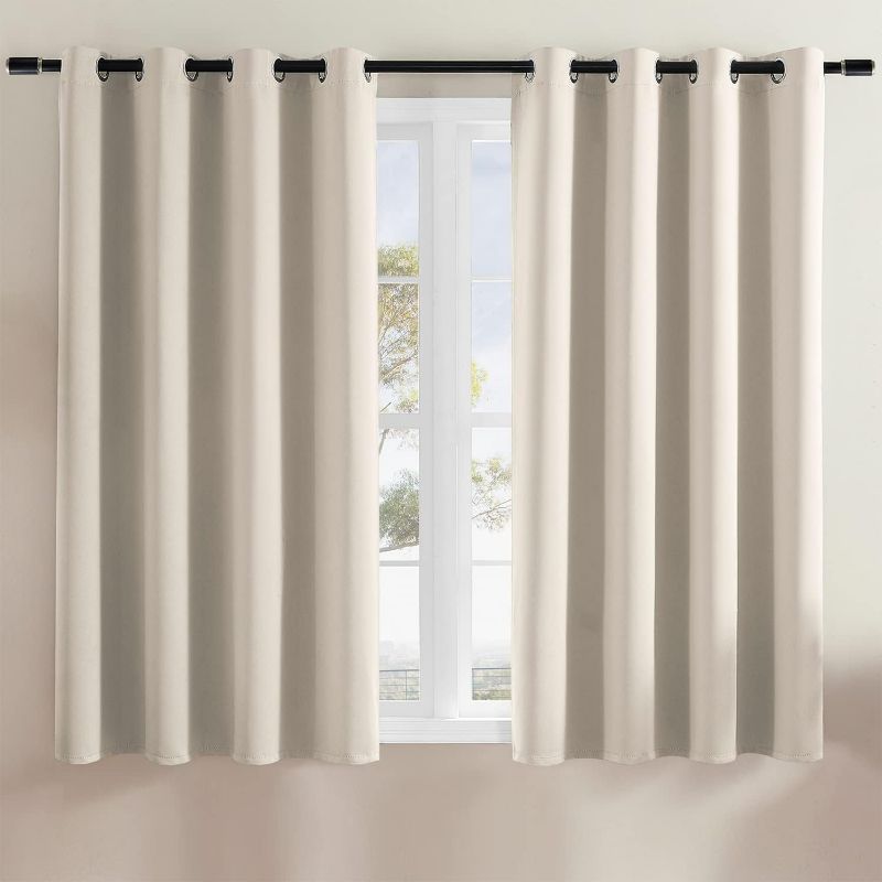 Photo 1 of Rutterllow Blackout Curtains for Bedroom, Thermal Insulated Room Darkening Curtains 2 Panels for Living Room, Grommet Top GREYIS WHITE NEW 