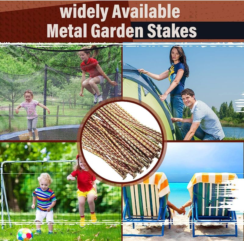 Photo 2 of 100 Pcs Artificial Turf Stakes Nails Galvanized Metal Spiral Landscape Stakes Garden Edging Spikes Lawn Edging Ground Stakes Turf Nails for Outdoor Tent Grass Paver Carpentry Weed Barrier (8 Inch) NEW 