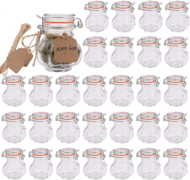 Photo 1 of  Glass Jars With Airtight Lids 4 oz,Small Jars With LeakProof Rubber Gasket,Mason Jars With Hinged Lids For Kitchen,Mini Storage Containers With Twine n Tags Labeling 30 Pack NEW 