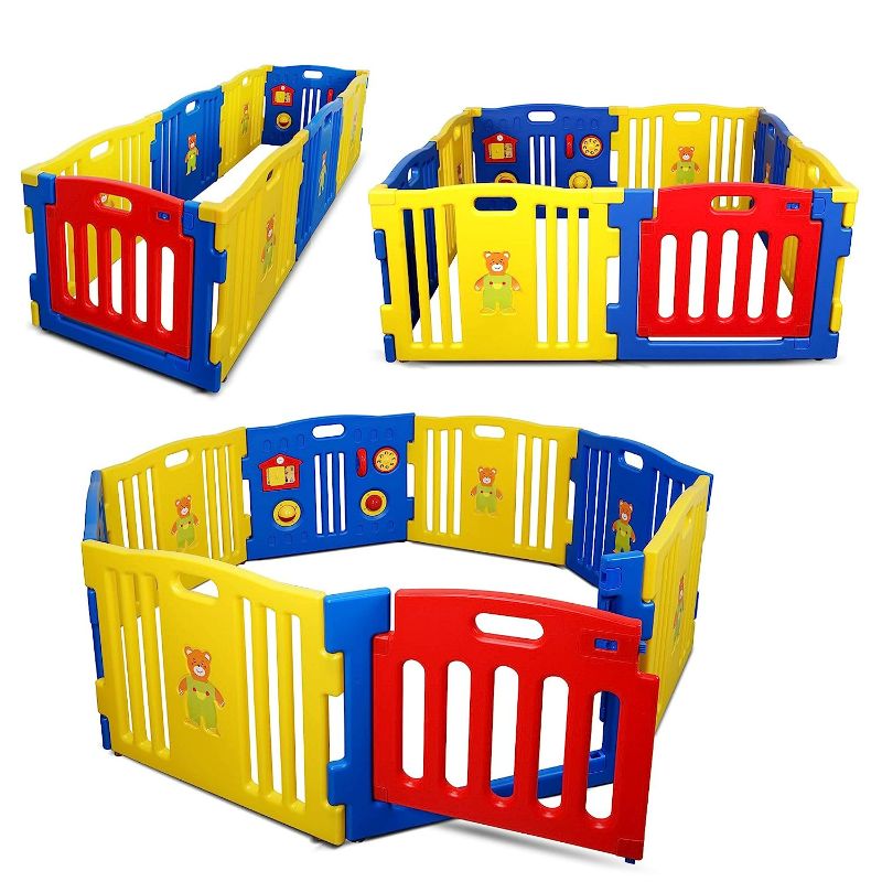 Photo 1 of Kidzone Baby Playpen Kids 8 Panel Safety Play Center Yard Home Indoor Outdoor Pen Play Pen Children Activity (Blue) NEW 
