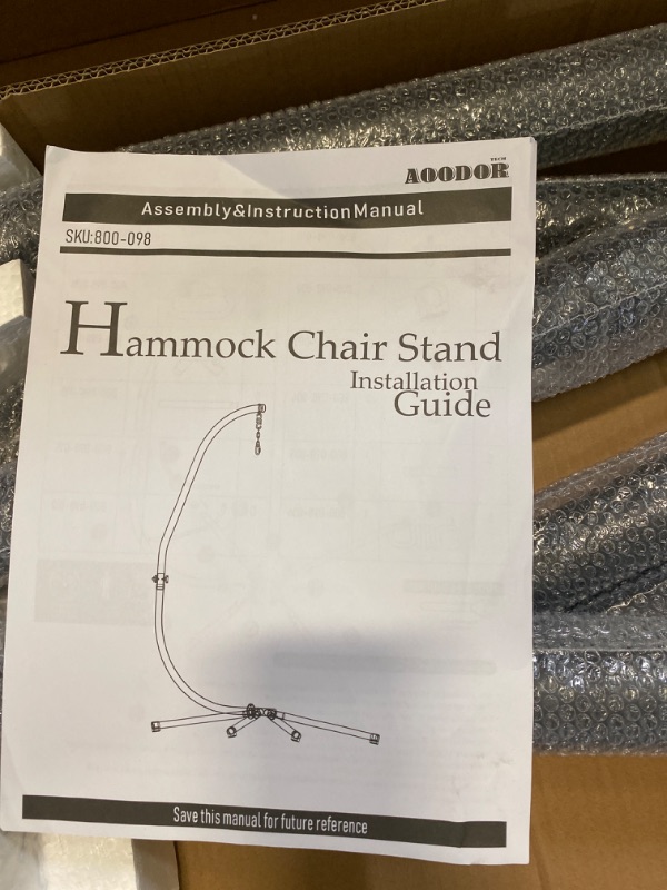 Photo 3 of Aoodor Patio Hammock Stand Hanging Chair C - NEW 
