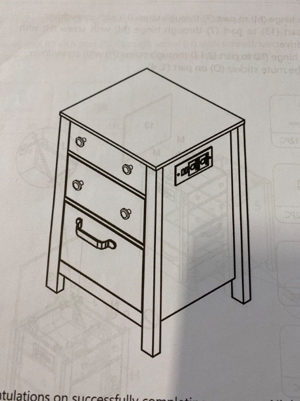 Photo 2 of White Nightstand with Charging Station and Drawers , Bedside Table with Flip Tabletop and 2 Storage Drawers, White End Table Side Tables with 2 USB Ports & 2 Power Outlets for Small Spaces NEW 