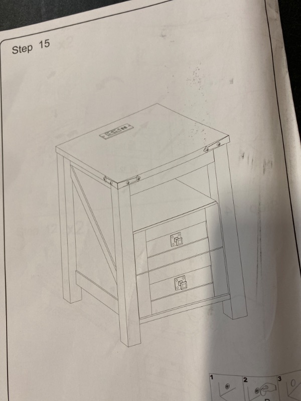 Photo 4 of T4TREAM Nightstand wtih Charging Station, End Table, Side Table with 2 Drawers Storage Cabinet for Bedroom, Living Room, Farmhouse Design, Wood Rustic, Reclaimed Barnwood