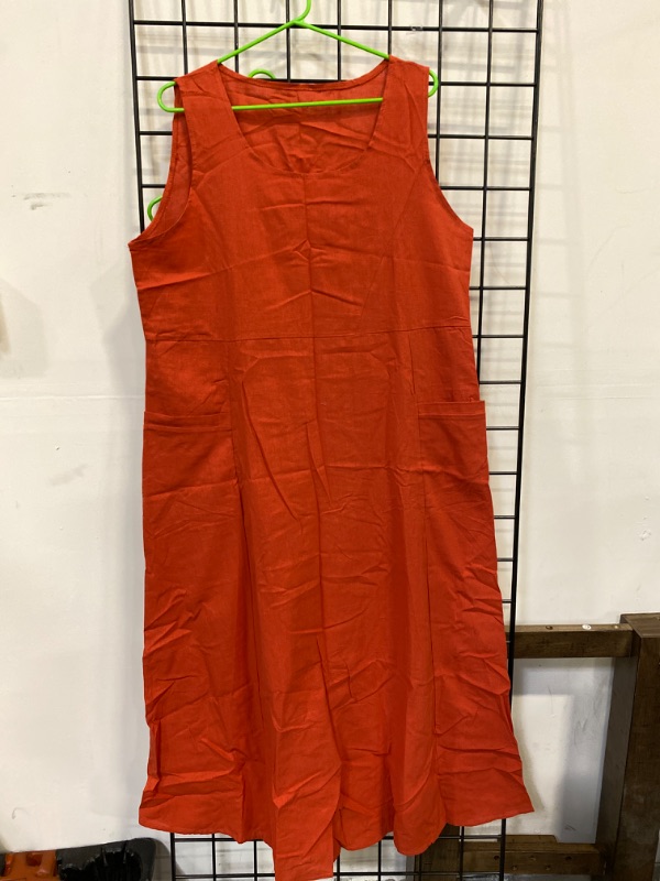 Photo 2 of Womens Casual  Loose Plain Long Maxi Dress with Pockets, Orange (XL) NEW 