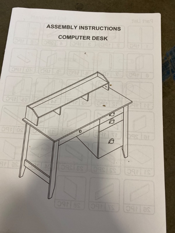 Photo 4 of 4 EVER WINNER Computer Desk with Drawers and Hutch Shelf, Home Office Desk Study Writing Desk with File Drawers and Shelves, Wooden Executive Desk Computer Table Desk for Small Spaces (Espresso) NEW 
