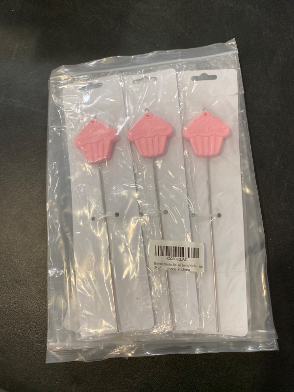 Photo 2 of Bdmetals 6 Pcs Cake Tester Stainless Steel Probe Chef Reusable Metal Cake Testing Needle Home Bread Bakery Muffin Probe Skewer Pin Needle Tool,Pink NEW 

