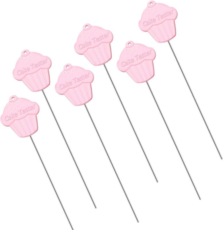 Photo 1 of Bdmetals 6 Pcs Cake Tester Stainless Steel Probe Chef Reusable Metal Cake Testing Needle Home Bread Bakery Muffin Probe Skewer Pin Needle Tool,Pink NEW 
