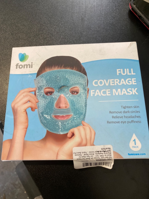 Photo 2 of Hot and Cold Therapy Gel Bead Full Facial Mask by FOMI Care | Ice Face Mask for Migraine Headache, Stress Relief | Reduces Eye Puffiness, Dark Circles | Fabric Back (Full Face w/Eye Holes)
