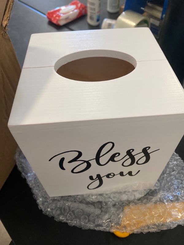 Photo 2 of Bless You! Wood Tissue Box Cover NEW
