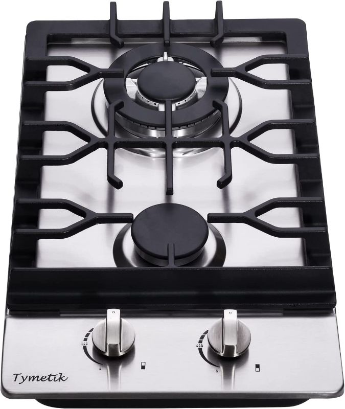 Photo 1 of Gas Cooktop 12 Inch, 2 Burners Gas Stovetop Built-in Stainless Steel Gas Stove Dual Fuel LPG/NG Convertible Gas Hob for RVs, Apartments, Outdoor  NEW 
