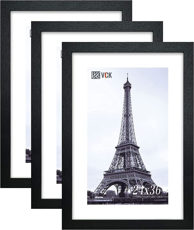 Photo 1 of VCK 24x36 Inch Solid Wood Poster Frames Black 3 Pack Picture Frame with Wall Mounting Hanging NEW 

