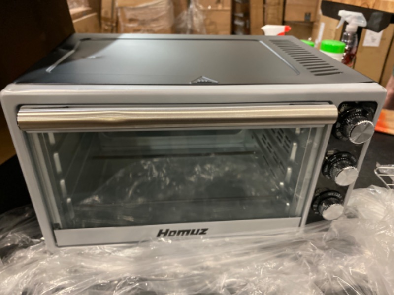 Photo 3 of Air Fryer Oven, Homuz 7 In 1 Air Fryer Oilless Countertop Toaster Oven, 1500W 23QT Large Capacity Airfryer Toaster Oven with Timer and 4 Accessories, Fits for 9" Pizza, Stainless Steel, 
