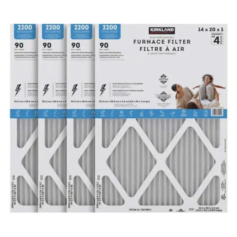Photo 1 of Kirkland Signature White High Performance Furnace Filter 14 X 20 X 1 in 4 Pack NEW
