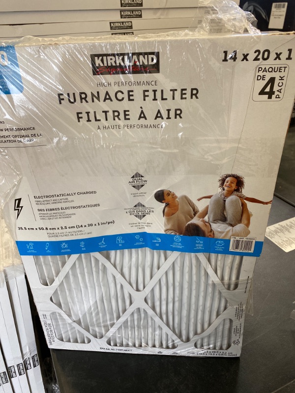Photo 2 of Kirkland Signature White High Performance Furnace Filter 14 X 20 X 1 in 4 Pack NEW
