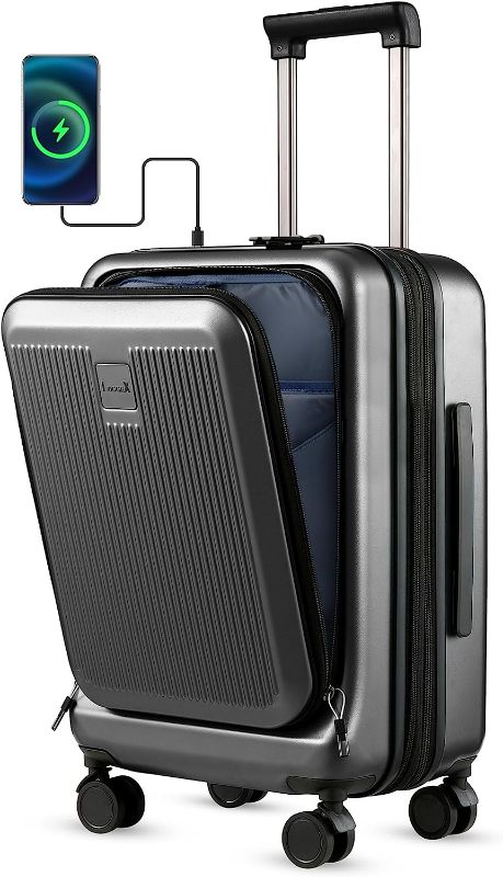 Photo 1 of LUGGEX Carry on Luggage with Pocket Compartment - PC Hard Shell Suitcase with Charger Built-in USB Port - Expandable Luggage Airline Approved with Spinner Wheels 
