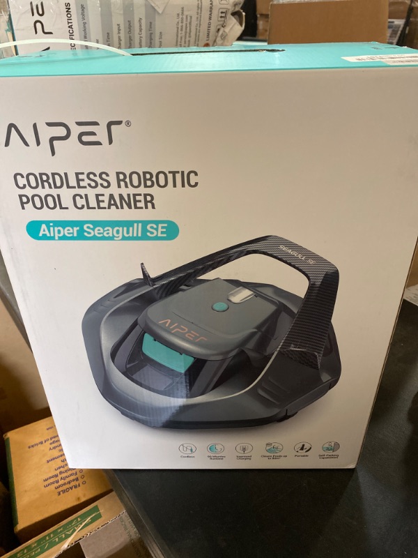Photo 3 of (2023 Upgrade) AIPER Seagull SE Cordless Robotic Pool Cleaner, Pool Vacuum Lasts 90 Mins, LED Indicator, Self-Parking, Ideal for Above/In-Ground Flat Pools up to 40 Feet - Gray

