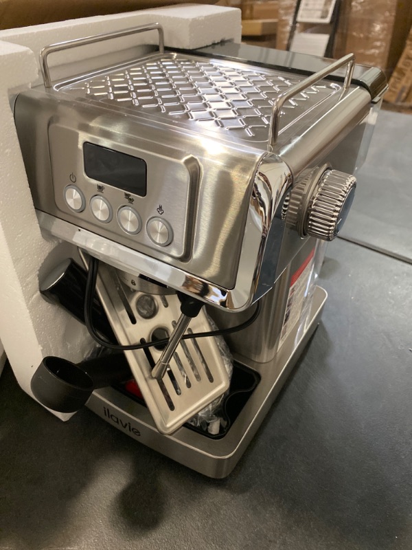 Photo 2 of ILAVIE 20 Bar Espresso Machine, Stainless Steel Espresso Coffee Machine for Cappuccino, Latte, Espresso Maker for Home, Automatic Espresso Machine with Milk Steamer, 1.8L Water Tank, 1350W
