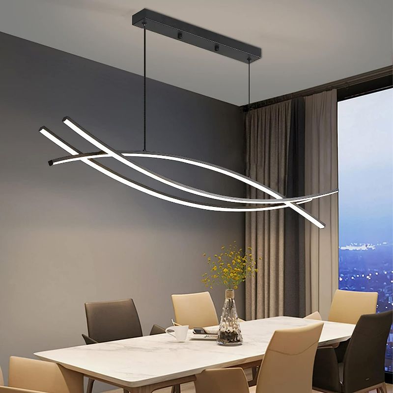 Photo 1 of LED Modern Dimmable Pendant Light, Minimalist Curved Line LED Chandelier, Acrylic Hanging Light Fixture for Kitchen Island, Dining Room, Living Room 36" NEW 