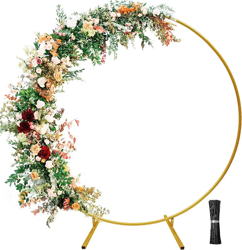 Photo 1 of Wedding Arches for Ceremony Wedding Arch 6.6ft Circle Backdrop Stand Round Backdrop Stand Balloon Arch Stand Circle Balloon Arch Frame Round Balloon Arch Frame for Party Decoration (6.6ft gold) NEW
