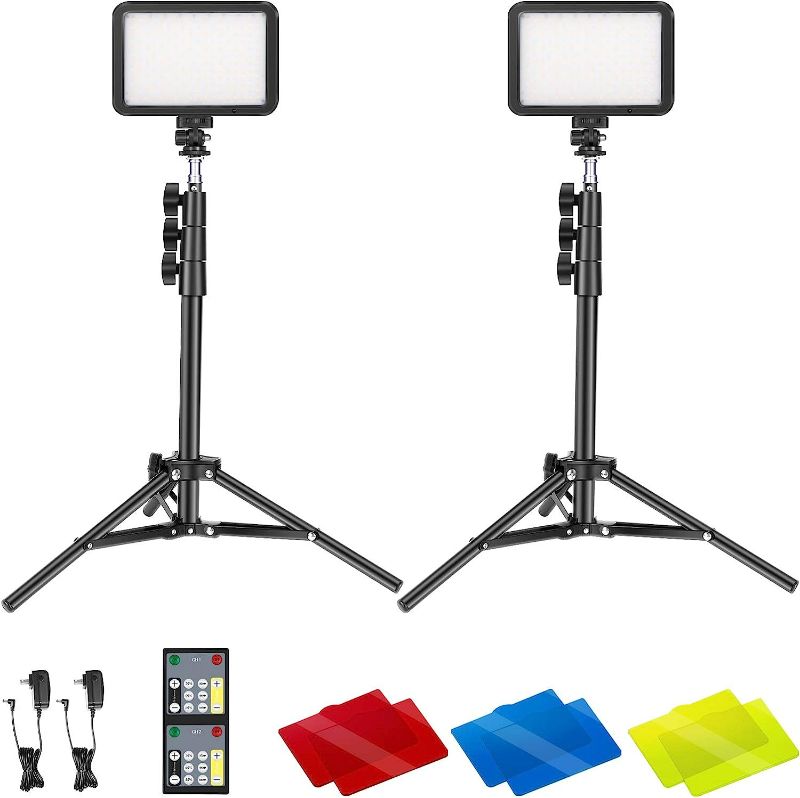 Photo 1 of Neewer 2-Pack Video Conference Light Kit, 22W 3200K~5600K Dimmable LED Video Light with Remote Control, 50” Light Stand and Color Filter for Zoom Calls, Remote Working, Vlog, Live Streaming, Gaming
