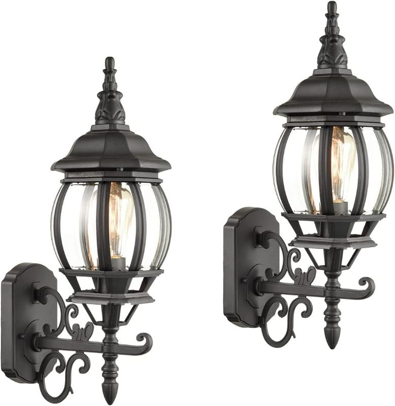 Photo 1 of 2-Pack Outdoor Wall Lantern Waterproof Exterior Wall Sconce Light Matte Black for Porch Garage Doorway NEW 