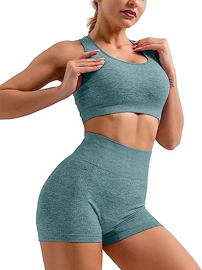 Photo 1 of HYZ Women's Sleeveless 2 Piece Outfits High Waist Workout Shorts Yoga Sports Racerback Bra Sets NEW 
