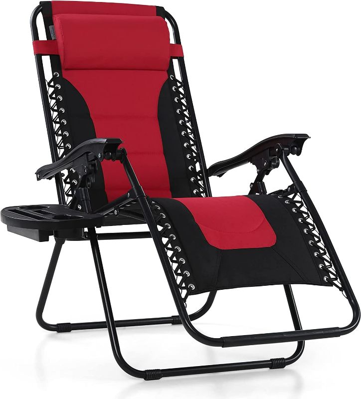 Photo 1 of PHI VILLA Oversized Padded Zero Gravity Lounge Chair Folding Patio Recliner with Adjustable Headrest & Cup Holder, Support 350 LBS  NEW 