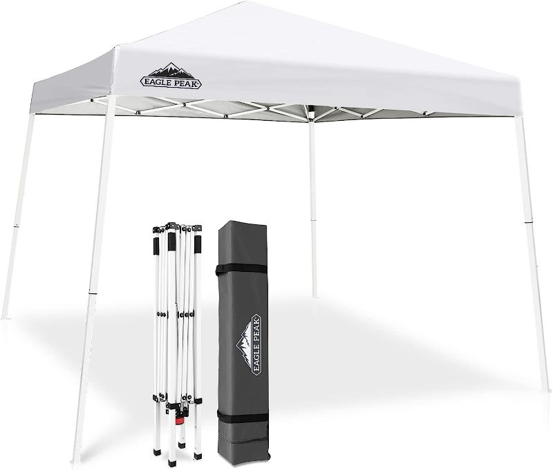 Photo 1 of Slant Leg Pop-up Canopy Tent Easy One Person Setup Instant Outdoor Beach Canopy Folding Portable Sports Shelter(White) NEW