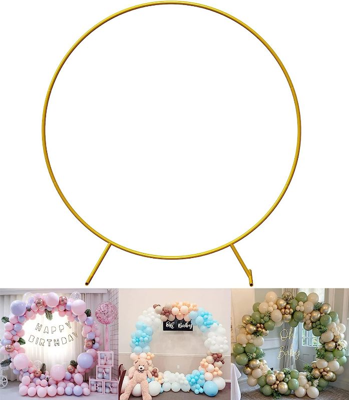 Photo 1 of Round Golden Metal Balloon Arch Kit Decoration, Large Size Flower Balloon Arch for Wedding Graduation Baby Shower and Birthday Party Supplies Decorations NEW 