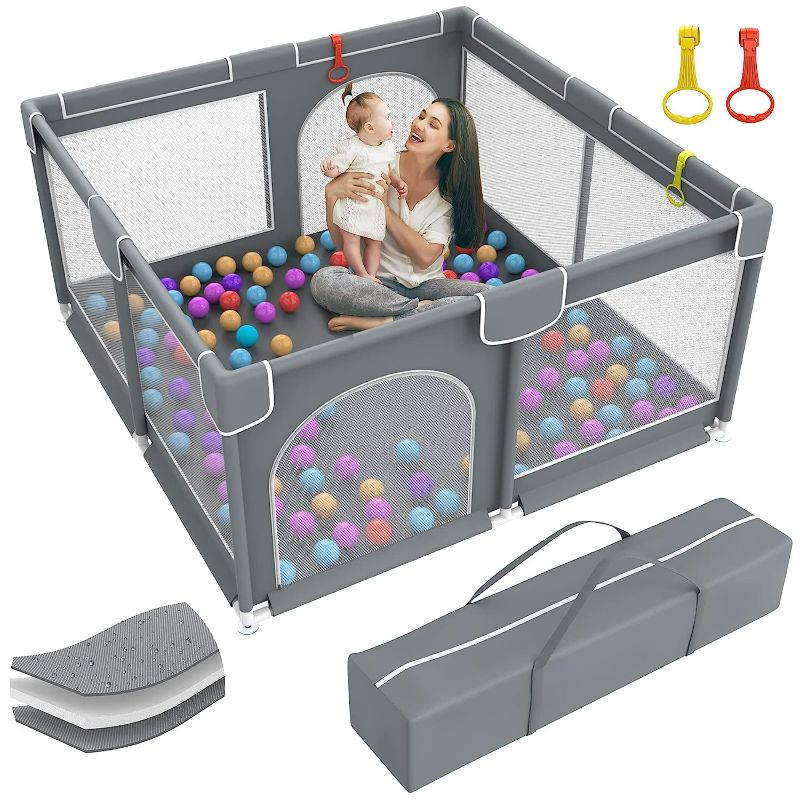 Photo 1 of Baby Playpen, Large Baby Playard Baby Playpen for Toddlers, Portable Large Baby Fence Area with Anti-Slip Base, Kids Activity Center with Gate, Baby Play Yard Baby Fence with Soft Breathable Mesh NEW 
