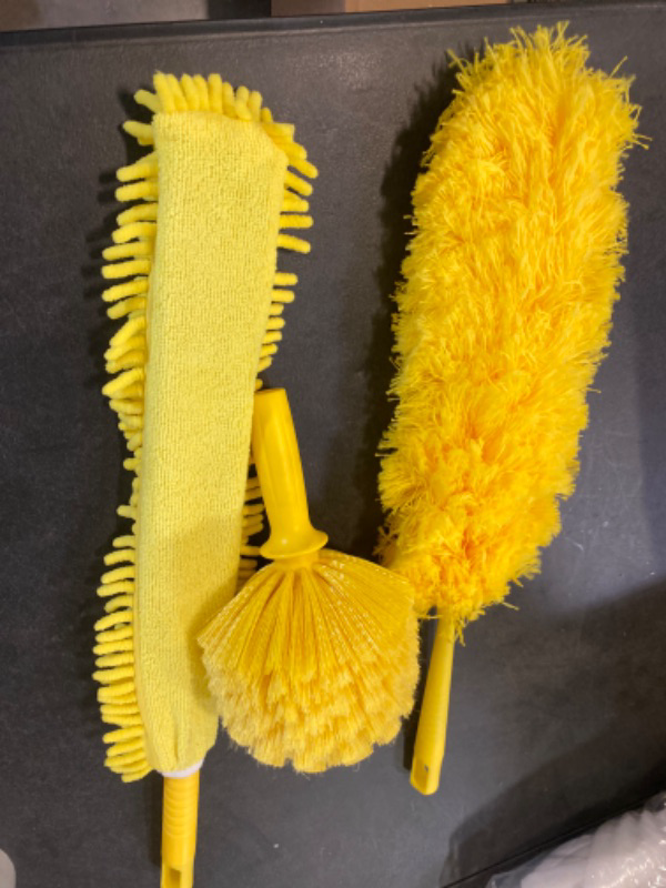 Photo 2 of 17 Foot High Reach Duster Kit with 2-to-9 Foot Extension Pole, Newliton 3-in-1 High Ceiling Chenille Duster, Microfiber Duster, Cobweb Duster, Indoor & Outdoor Extendable Bendable Duster Cleaning Set 
