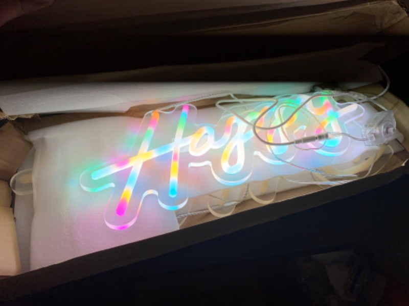 Photo 2 of Happy Birthday Neon Sign Dimmable Neon Happy Birthday Sign   Decoration USB powered kids Gift with Switch
