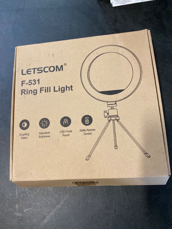 Photo 3 of Letscom 10-inch Led Ring Light with Tripod Stand & Phone Holder & Remote 3 Light Modes & 10 Brightness Levels Perfect for Makeup YouTube TIK Tok Video Live Streaming Photography - F531 NEW 

