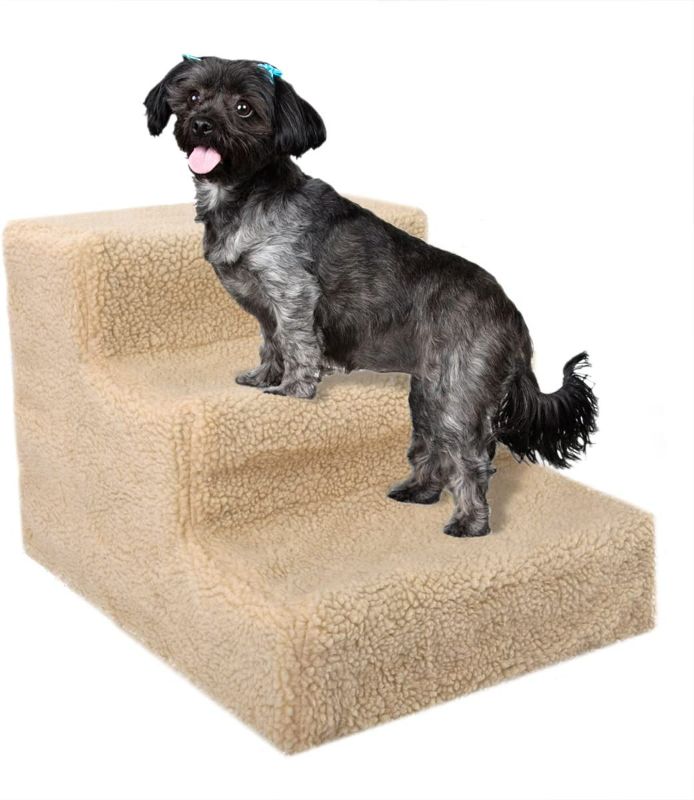 Photo 1 of COZIWOW Cute 3 Steps Pet Stair - Removable Cover, for Dogs and Cats, Slip Resistant, High Bed in Beige, NEW 
