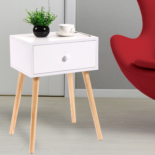 Photo 1 of White 4 Legged End Table with 1 Drawer Storage NEW 
