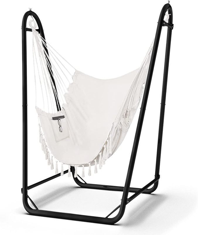Photo 1 of Hammock Chair with Stand,Heavy-Duty Hanging Chair with Stand, for Indoor Outdoor,Sturdy Swing Chair with Stand Max Load 350 pounds NEW 
