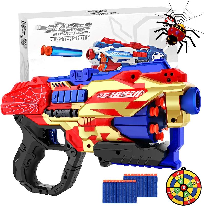Photo 1 of Spider Gun Toy Foam Blaster for Kids - Toy Pistol Compatiable with Nerf Dart 20 Elite Darts 6-Dart Rotating Barrel Strike Target Shoot Battle Game Birthday Gift for 3+ Years Old Boys Girls Toddler NEW 
