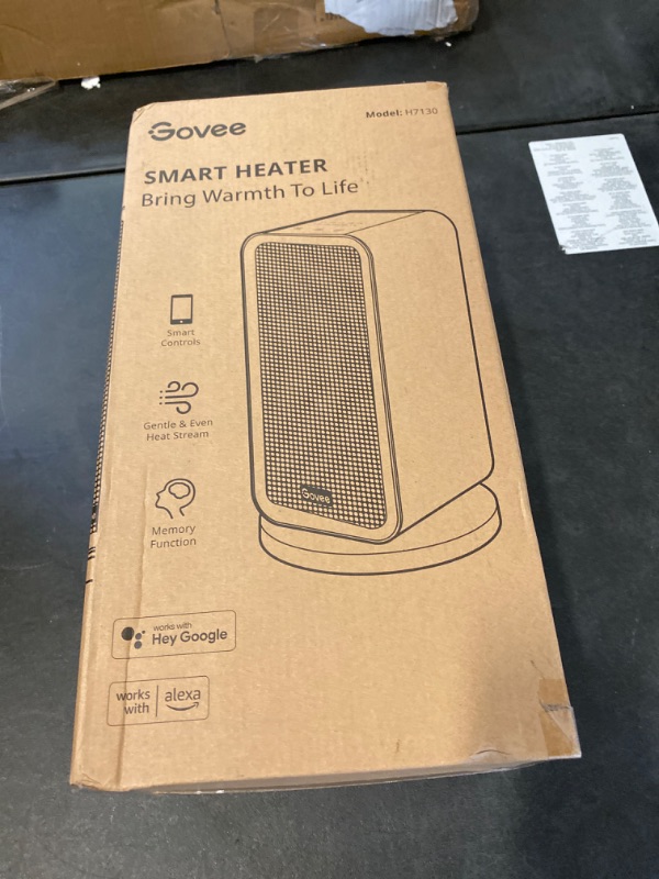 Photo 3 of Govee Electric Space Heater, 1500W Smart Space Heater with Thermostat, WiFi & Bluetooth App Control, Works with Alexa & Google Assistant, Ceramic Heater for Bedroom, Office, Living Room, White NEW 

