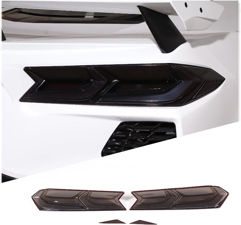 Photo 1 of CHEAYAR Car Tail Lights Cover Compatible with Corvette C8 Stingray 2020-2023, Car Rear Lamp Smoked Tinted Tail Light Cover, Tail Light Lamp Cover Guard Trim Frame Bezels (Full Coverage) NEW 
