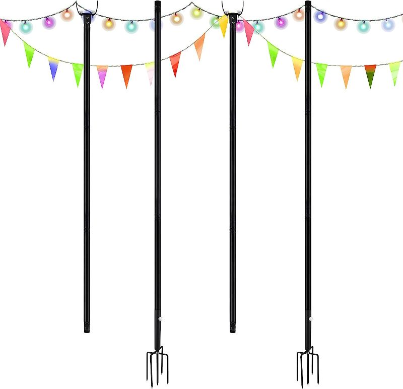 Photo 1 of FEPITO 2 Pack 9.8FT String Lights Poles for Outdoors Heavy Duty Designed to Use Year-Round for Your Garden, Patio, Wedding, Party, Birthday Decorations

