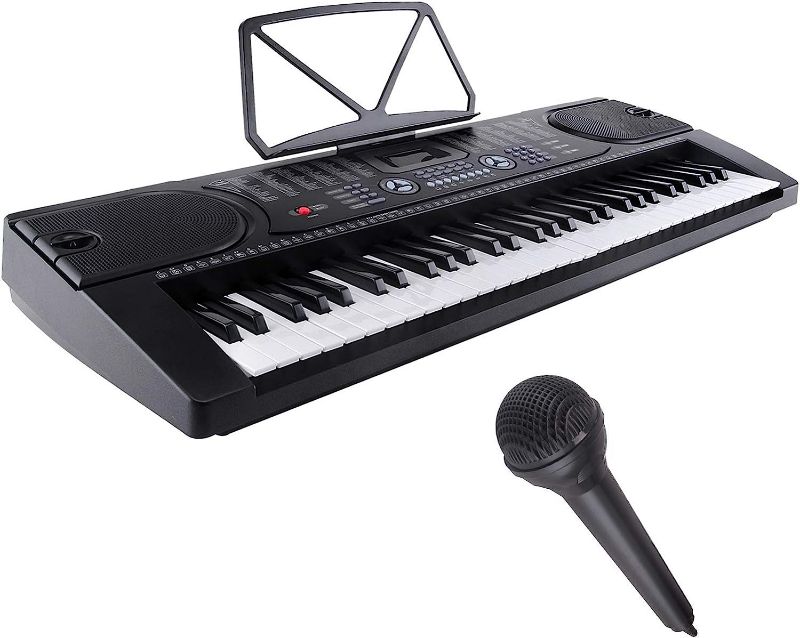 Photo 1 of LAGRIMA LAG-300 61 Key Portable Electric Keyboard Piano w/ 3-step Teaching, Built In Speakers, Digital Display, Microphone, Dual Power Supply, Music Sheet Stand for Beginner (Kid & Adult) Black NEW 
