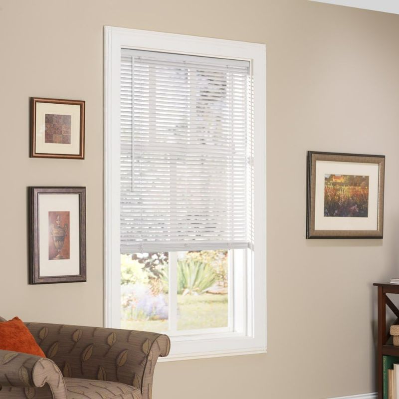 Photo 1 of Vinyl Mini Blinds 1-Inch Cordless Room Darkening Blind for Windows (44X14") 