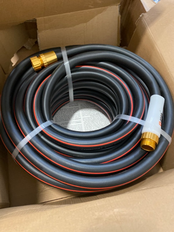 Photo 2 of Y-ASQA Rubber Hybrid Garden Hose 50 ft, Flexible, Leakproof, Lightweight Lead In Hose 5/8" Diameter x 50ft Kink Resistant 150PSI Durable High Burst Strength Industrial Water Hose NEW 
