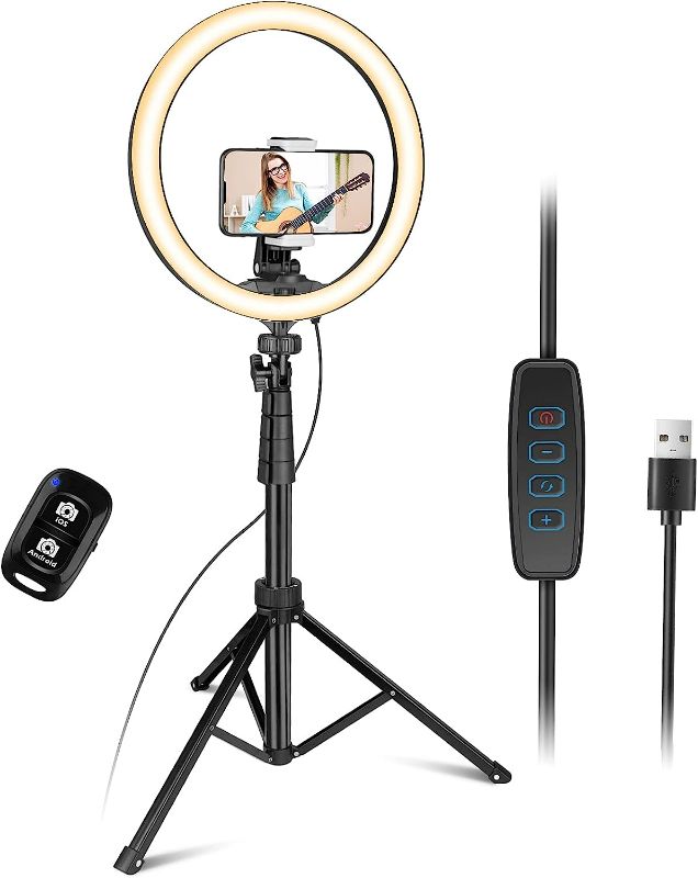 Photo 1 of UBeesize 12’’ led Ring Light with Tripod Stand and Phone Holder, Selfie Ring Light for Video conferencing, Compatible with iPhone&Android Phones&Cameras
