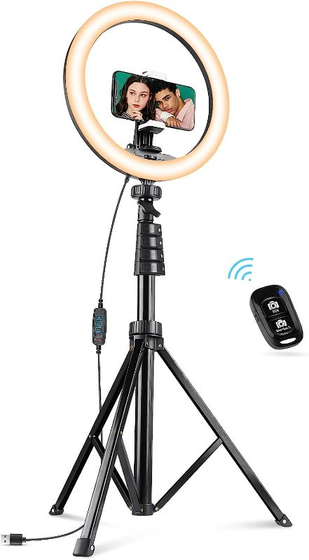 Photo 1 of UBeesize 12" Ring Light with Tripod Stand and Phone Holder, RGB Ring Light with 67" Stand, 10 Dimming Levels,15 Color LED Ring Lights for Phone,Live Stream,Make Up,YouTube,TikTok
