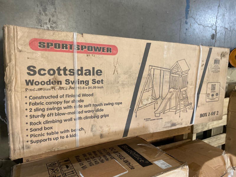 Photo 3 of (BOX 1 OF 2), Scottsdale Wood Swing Set with Slide NEW