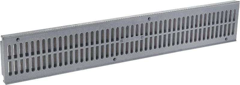 Photo 1 of (1 Piece) NDS, Gray 241-1 Spee-D Channel Drain Grate, 4-1/8 in. wide X 2 ft. long & 247G End Cap  NEW