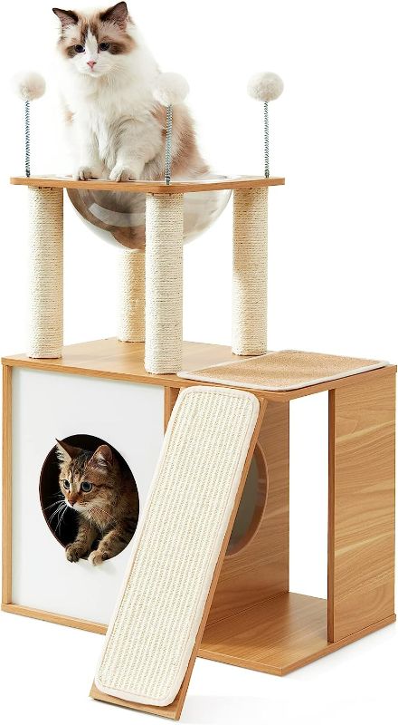 Photo 1 of Made4Pets Cat Tree for Indoor Cats, Modern Cat Tower Tall for Large Cats Kitten, Wood Kitty Condo Climbing Furniture Heavy Duty, Vesper Cute Castle with Scratching Post and Ramp NEW 
